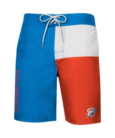 Men's Blue and Orange Oklahoma City Thunder Breeze Color Block Swim Trunks $25.36 Swimsuits