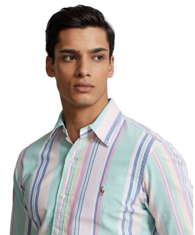 Men's Classic-Fit Oxford Shirt Seafoam/Pink Multi $49.95 Shirts