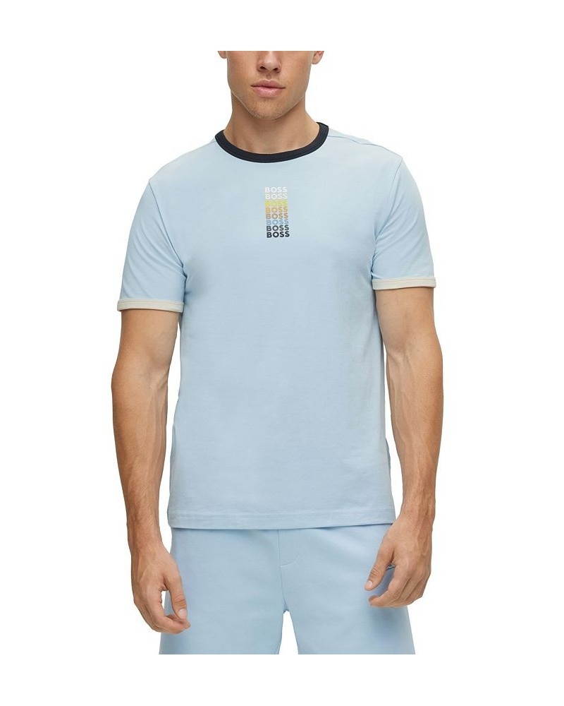 BOSS Men's Stretch Cotton T-shirt Blue $30.67 T-Shirts