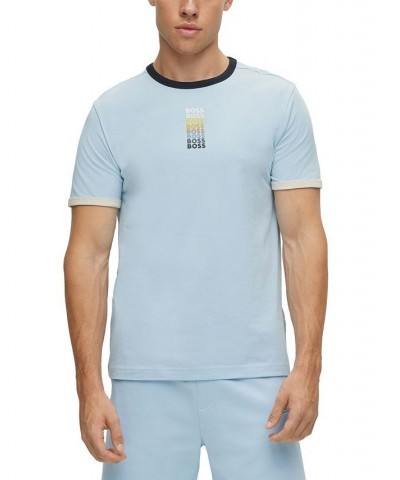 BOSS Men's Stretch Cotton T-shirt Blue $30.67 T-Shirts