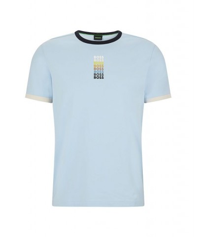 BOSS Men's Stretch Cotton T-shirt Blue $30.67 T-Shirts