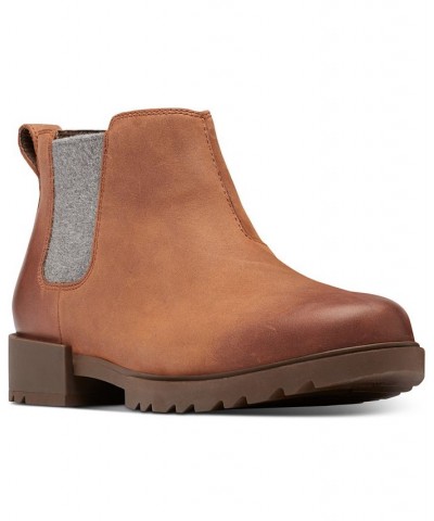 Women's Emelie II Lug Sole Chelsea Booties Brown $38.67 Shoes