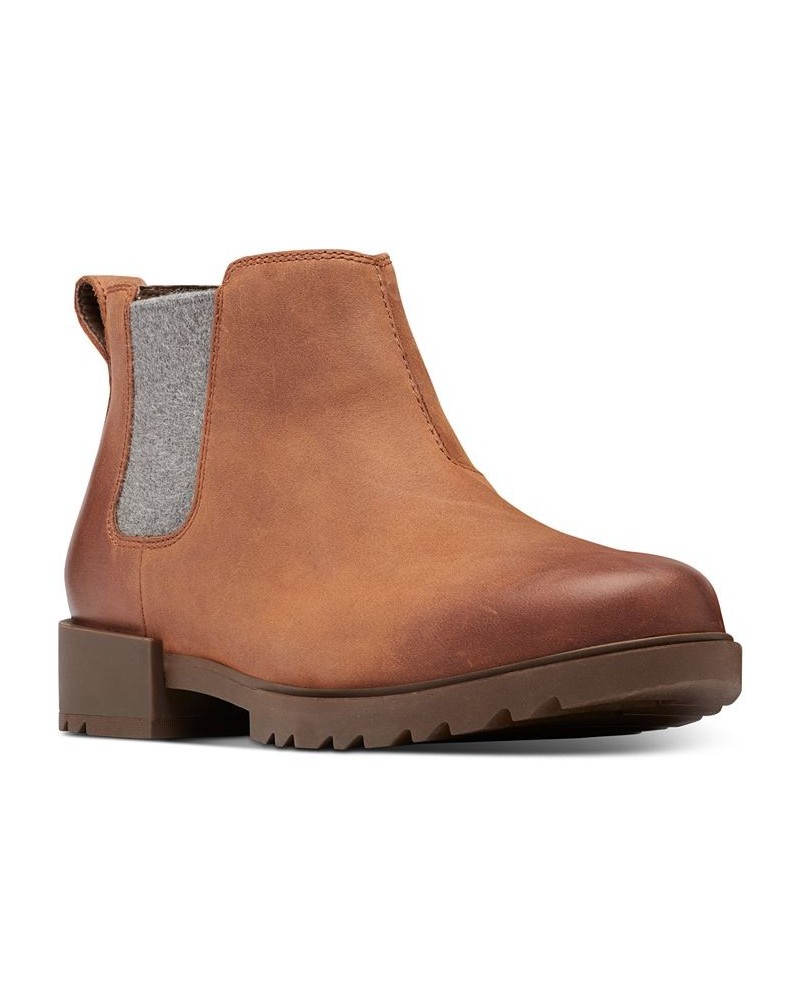 Women's Emelie II Lug Sole Chelsea Booties Brown $38.67 Shoes