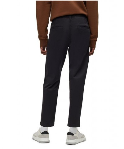 BOSS Men's Tapered-Fit Stretch-Cotton Satin Trousers Black $53.72 Pants