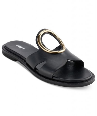 Women's Milana Slip-On Embellished Slide Sandals Black $44.48 Shoes