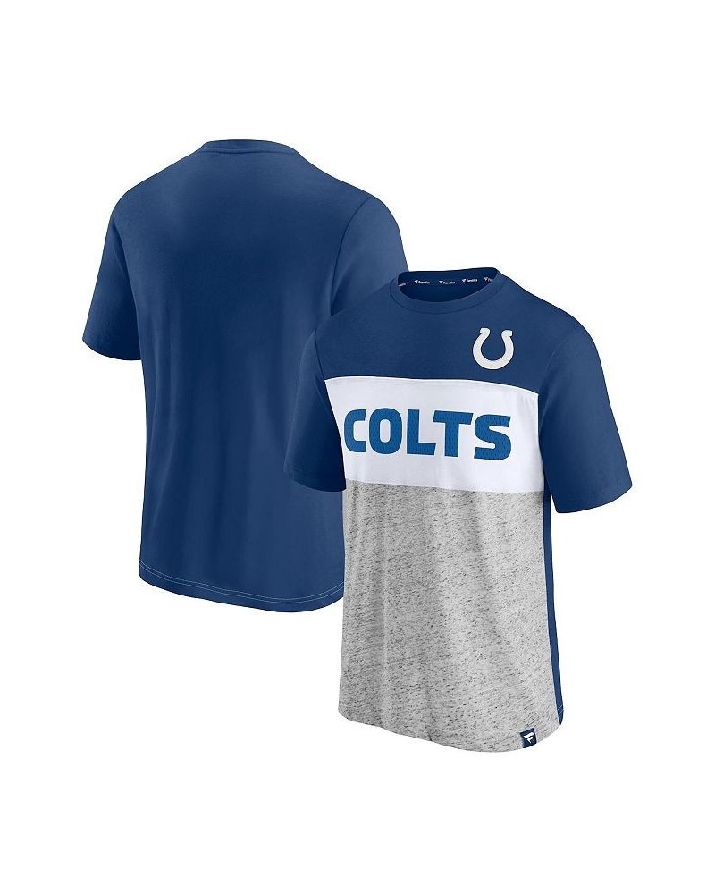 Men's Branded Royal, Heathered Gray Indianapolis Colts Colorblock T-shirt $18.40 T-Shirts