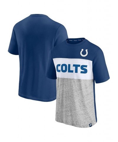 Men's Branded Royal, Heathered Gray Indianapolis Colts Colorblock T-shirt $18.40 T-Shirts