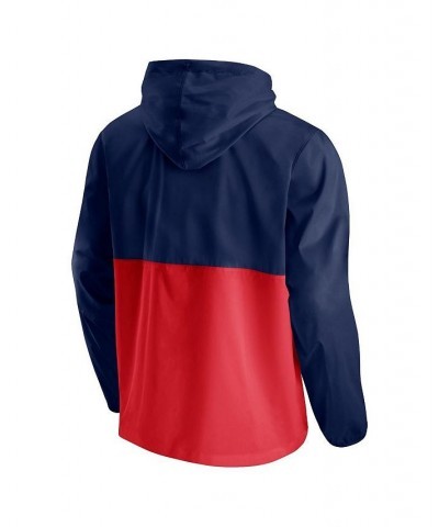 Men's Branded Navy and Red Washington Wizards Anorak Block Party Windbreaker Half-Zip Hoodie Jacket $31.02 Jackets