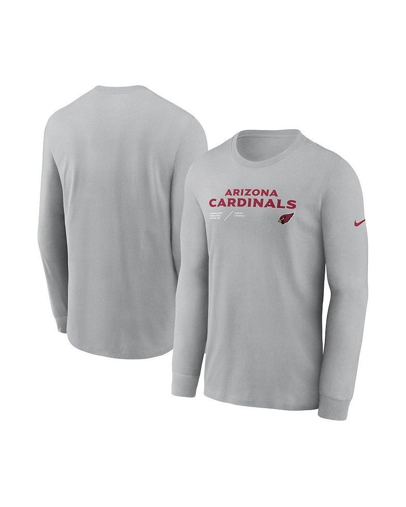 Men's Gray Arizona Cardinals Sideline Infograph Lock Up Performance Long Sleeve T-shirt $18.92 T-Shirts