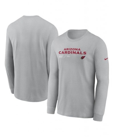 Men's Gray Arizona Cardinals Sideline Infograph Lock Up Performance Long Sleeve T-shirt $18.92 T-Shirts