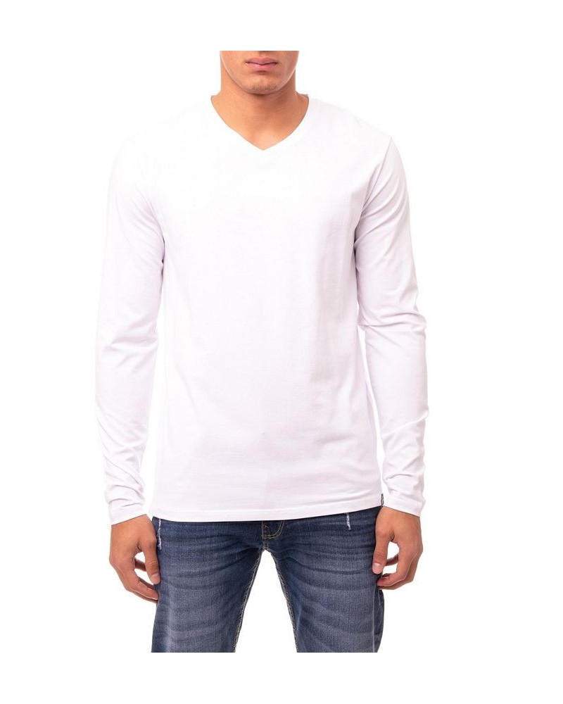 Men's Soft Stretch V-Neck Long Sleeve T-shirt PD02 $21.56 T-Shirts