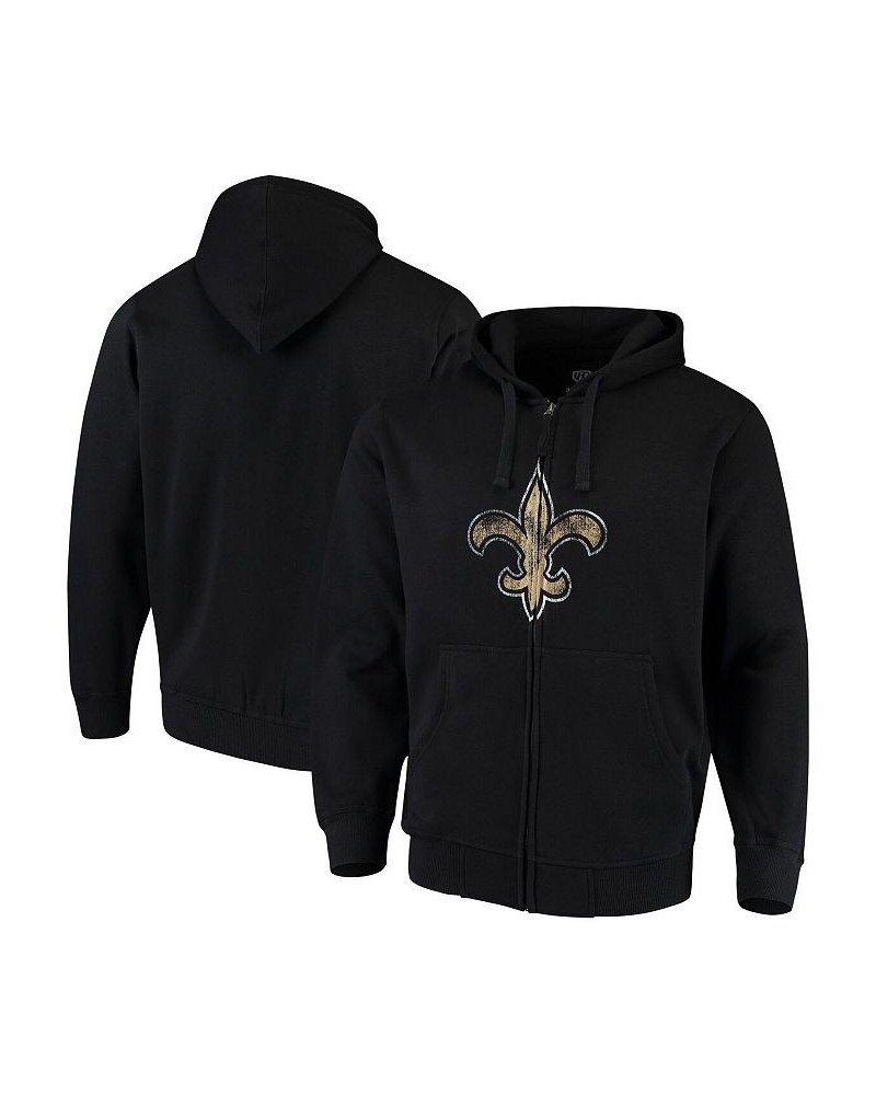 Men's Black New Orleans Saints Primary Logo Full-Zip Hoodie $33.81 Sweatshirt