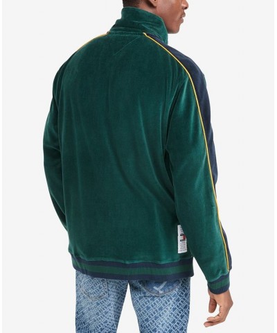 Men's Monogrammed Velour Track Jacket Green $27.81 Jackets