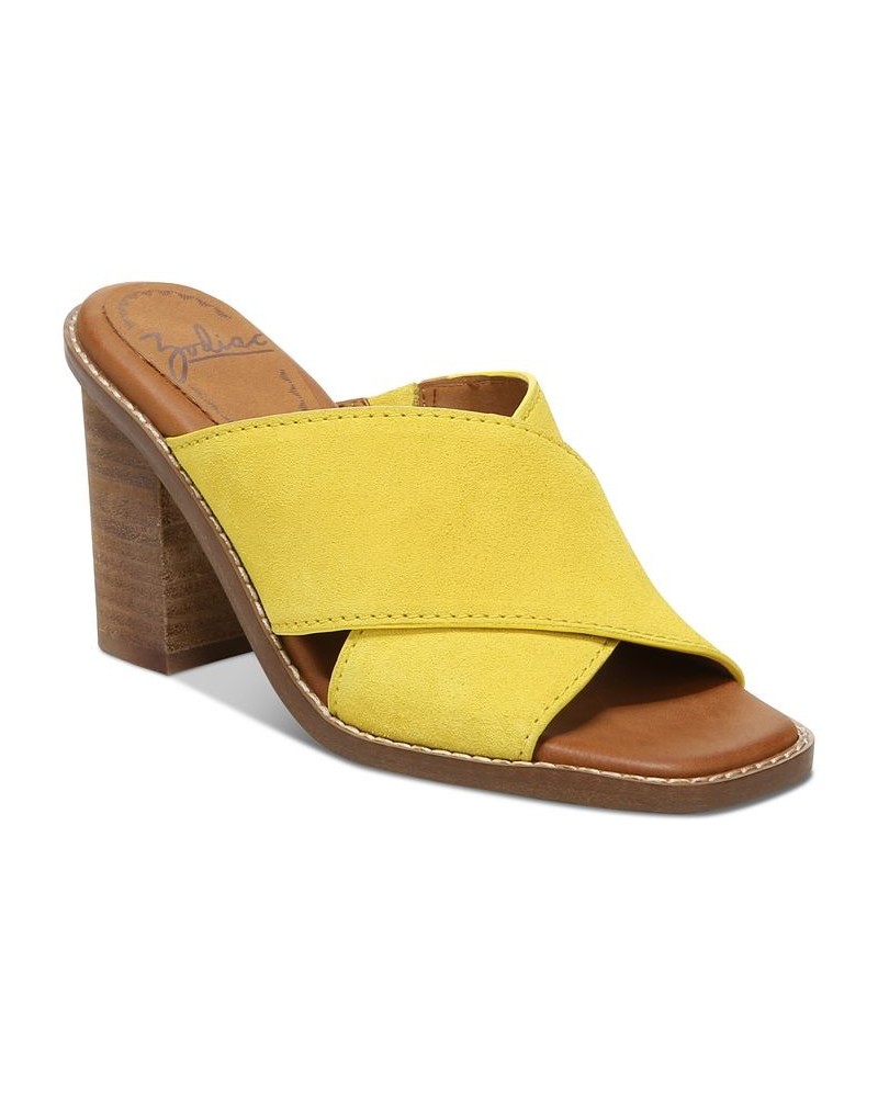 Women's Dree Block-Heel Sandals Yellow $24.57 Shoes