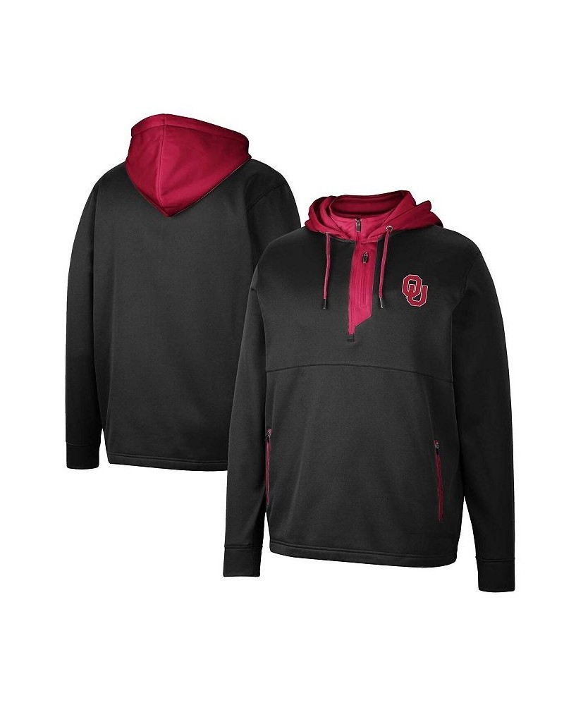 Men's Black Oklahoma Sooners Luge 3.0 Quarter-Zip Hoodie $39.95 Sweatshirt