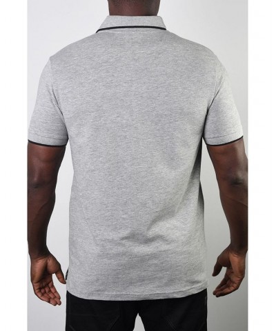 Men's Basic Short Sleeve Logo Botton Polo Light Grey $20.58 Polo Shirts