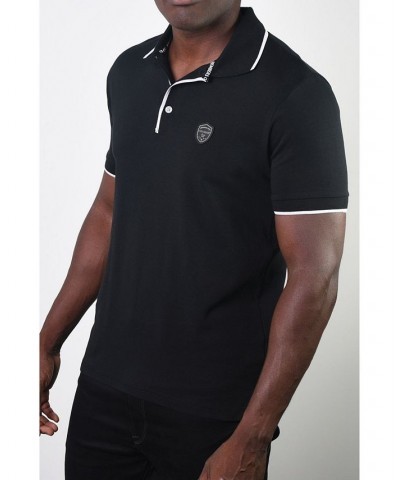 Men's Basic Short Sleeve Logo Botton Polo Light Grey $20.58 Polo Shirts