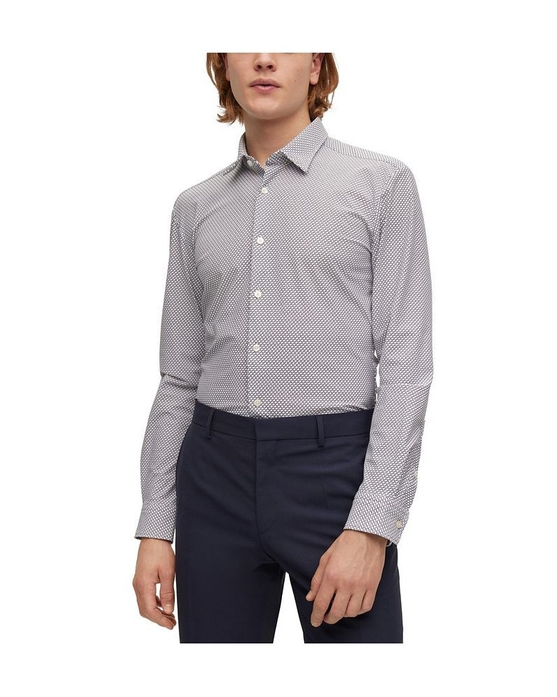 BOSS Men's Slim-Fit Patterned Performance-Stretch Jersey Shirt White $51.06 Shirts