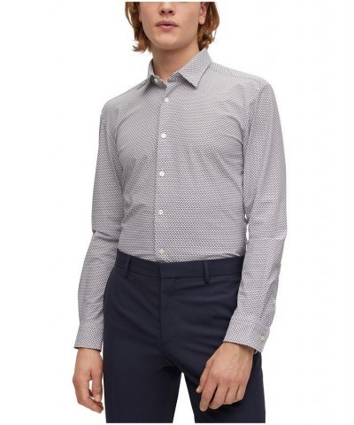 BOSS Men's Slim-Fit Patterned Performance-Stretch Jersey Shirt White $51.06 Shirts