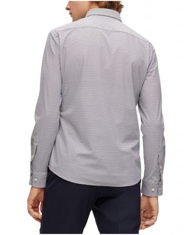 BOSS Men's Slim-Fit Patterned Performance-Stretch Jersey Shirt White $51.06 Shirts