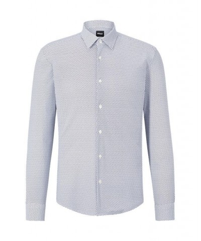 BOSS Men's Slim-Fit Patterned Performance-Stretch Jersey Shirt White $51.06 Shirts