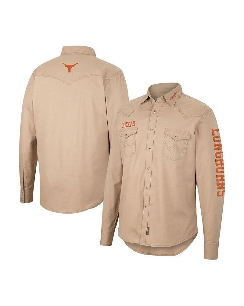 Men's x Wrangler Tan Texas Longhorns Western Full-Snap Long Sleeve Shirt $48.00 T-Shirts