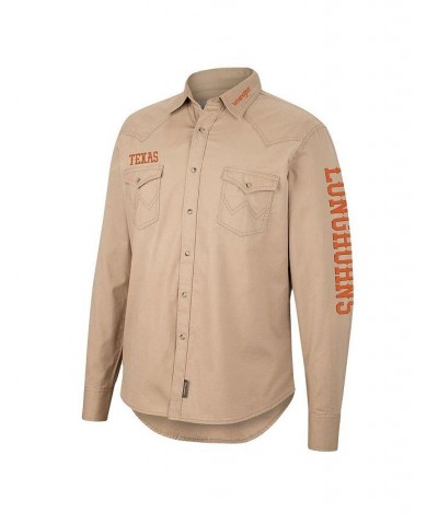 Men's x Wrangler Tan Texas Longhorns Western Full-Snap Long Sleeve Shirt $48.00 T-Shirts