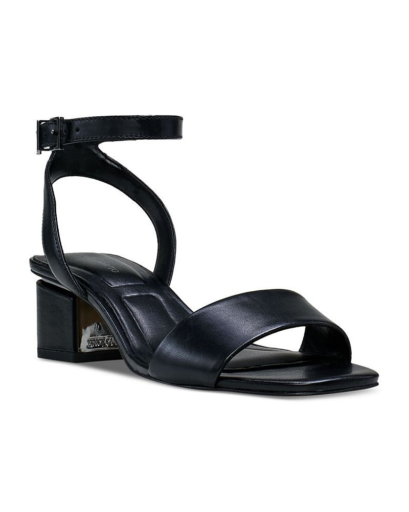 Acaylee Two-Piece Block-Heel City Sandals Black $50.14 Shoes