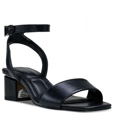 Acaylee Two-Piece Block-Heel City Sandals Black $50.14 Shoes