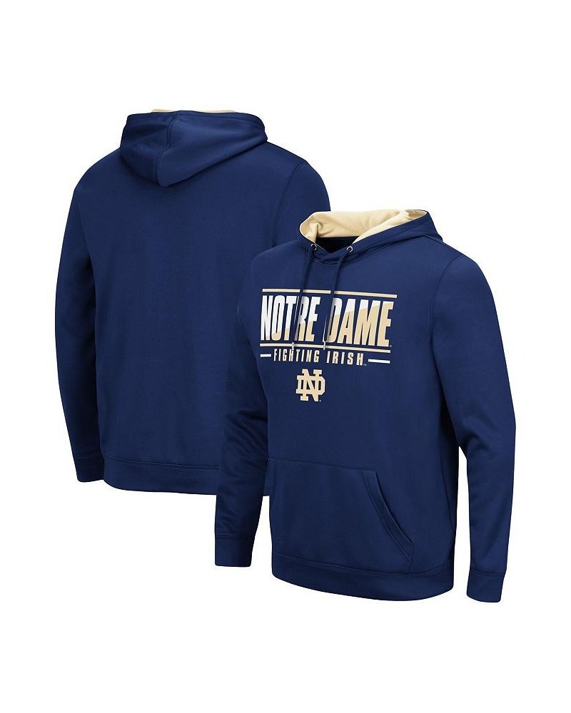 Men's Navy Notre Dame Fighting Irish Slash Stack 2.0 Pullover Hoodie $33.79 Sweatshirt