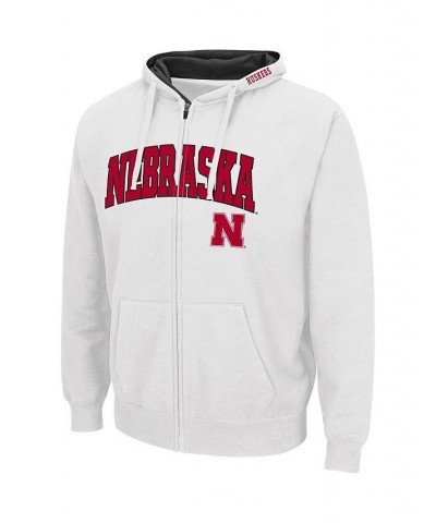 Men's White Nebraska Huskers Arch and Logo 3.0 Full-Zip Hoodie $35.99 Sweatshirt