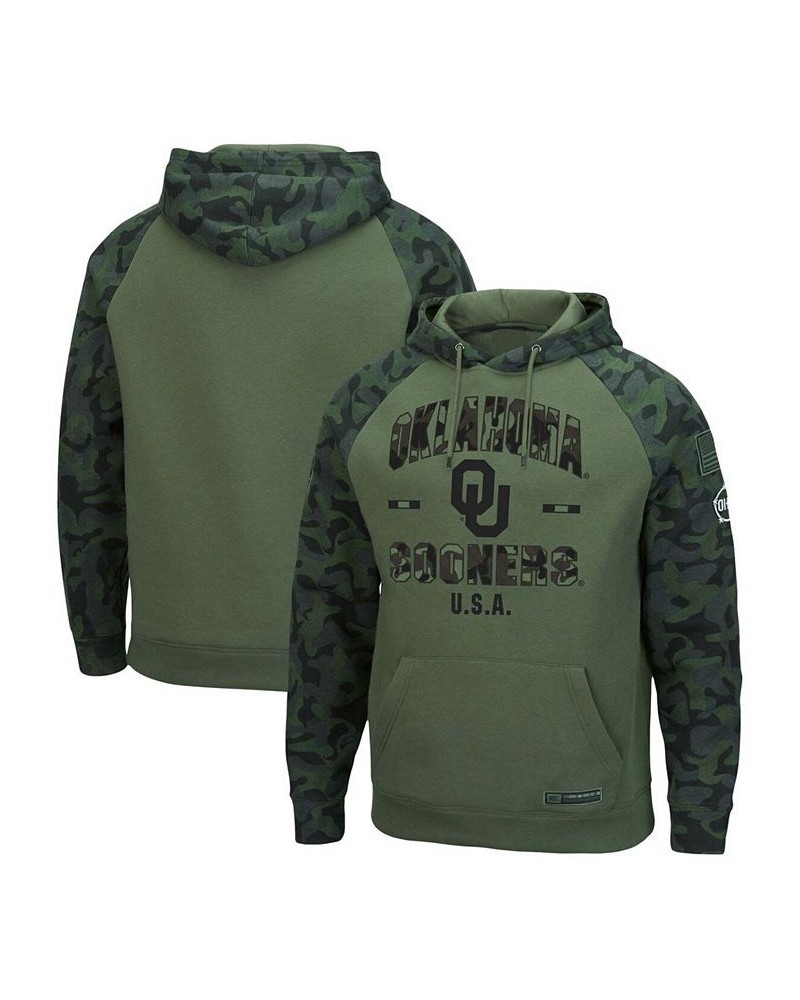 Men's Olive, Camo Oklahoma Sooners OHT Military-Inspired Appreciation Raglan Pullover Hoodie $30.00 Sweatshirt