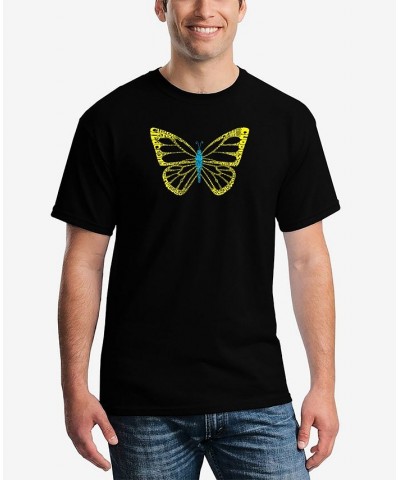 Men's Butterfly Word Art Short Sleeve T-shirt Black $16.80 T-Shirts