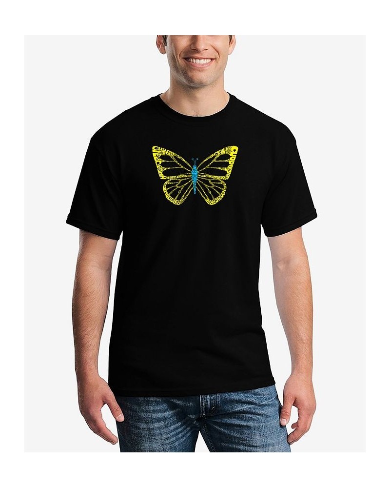 Men's Butterfly Word Art Short Sleeve T-shirt Black $16.80 T-Shirts