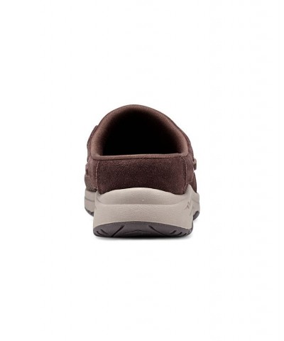 Women's Travelport Round Toe Casual Slip-on Mules Brown $31.60 Shoes