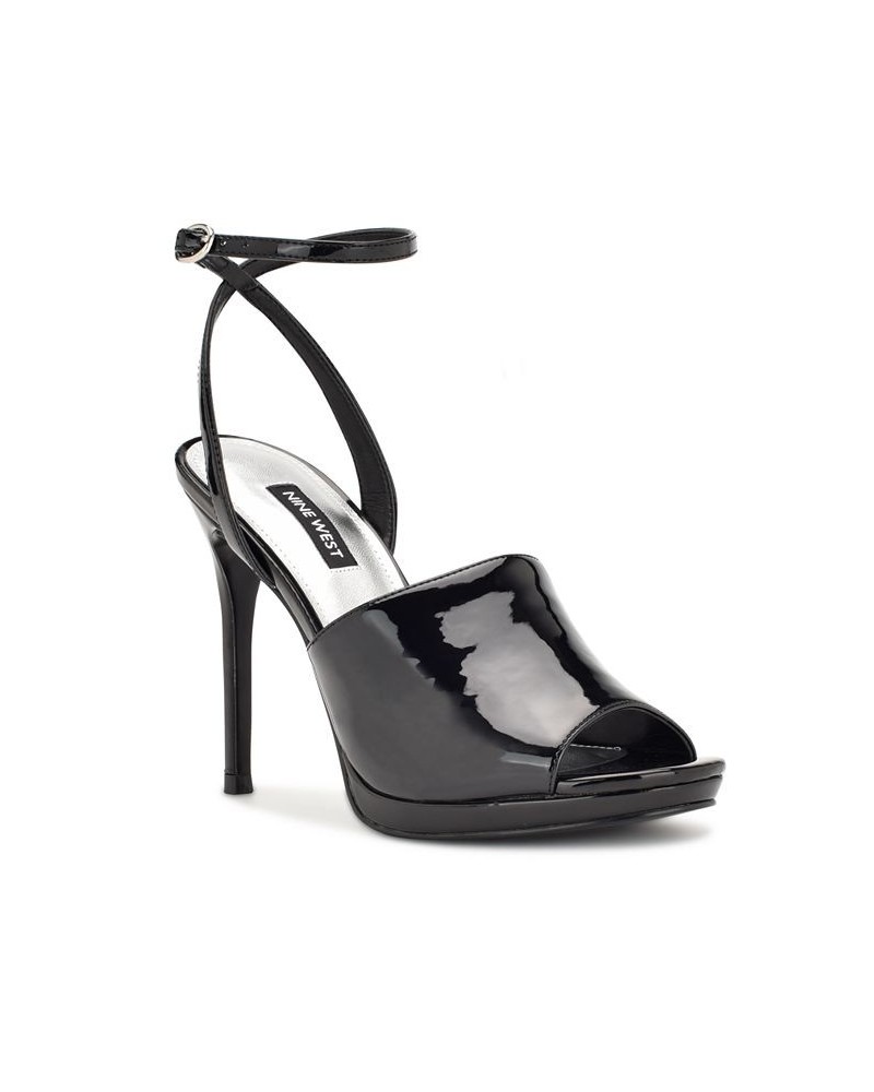 Women's Limbery Peep Toe Ankle Strap Sandals Black $33.79 Shoes