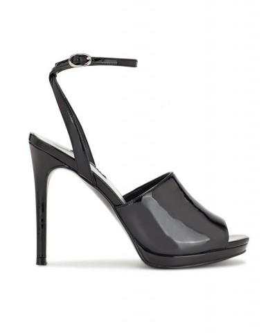 Women's Limbery Peep Toe Ankle Strap Sandals Black $33.79 Shoes