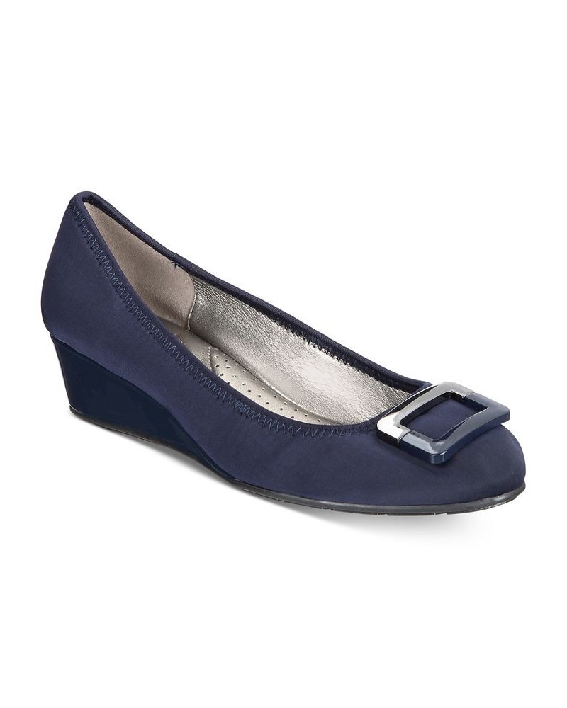 Women's Tad Wedge Pumps Navy $46.28 Shoes