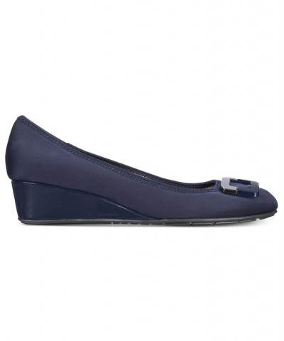 Women's Tad Wedge Pumps Navy $46.28 Shoes