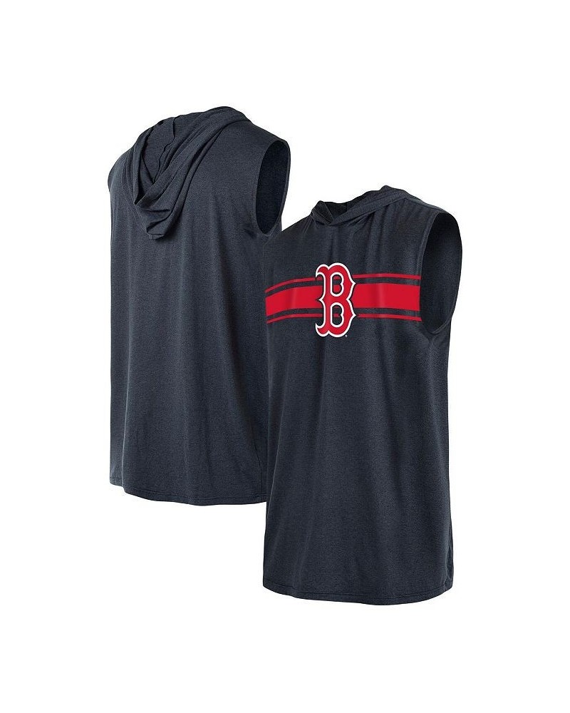 Men's Navy Boston Red Sox Sleeveless Pullover Hoodie $29.49 T-Shirts