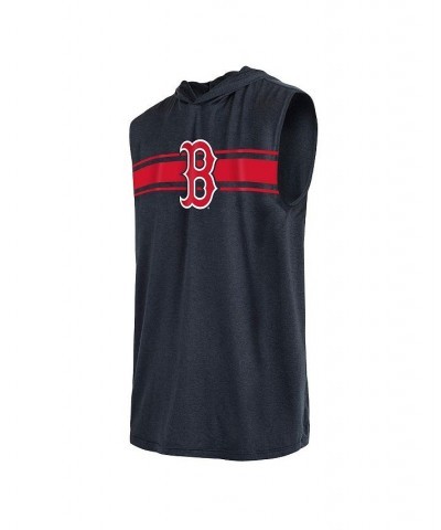 Men's Navy Boston Red Sox Sleeveless Pullover Hoodie $29.49 T-Shirts