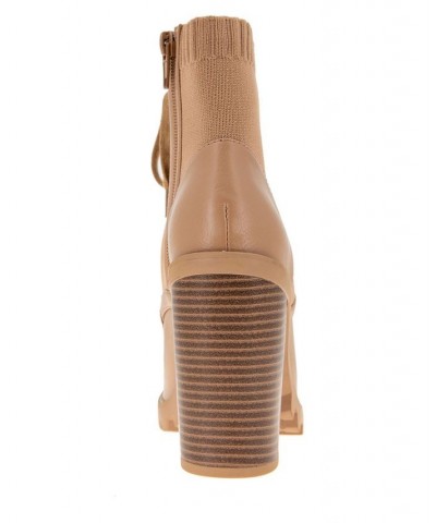 Women's Pilas Lug Sole Bootie Tan/Beige $27.50 Shoes