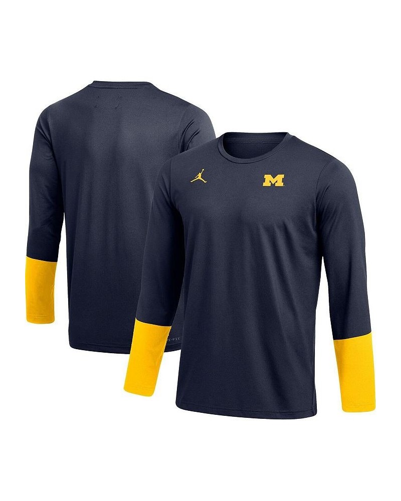 Men's Navy Michigan Wolverines Football Performance Long Sleeve T-shirt $38.25 T-Shirts