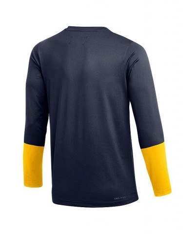 Men's Navy Michigan Wolverines Football Performance Long Sleeve T-shirt $38.25 T-Shirts