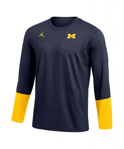 Men's Navy Michigan Wolverines Football Performance Long Sleeve T-shirt $38.25 T-Shirts