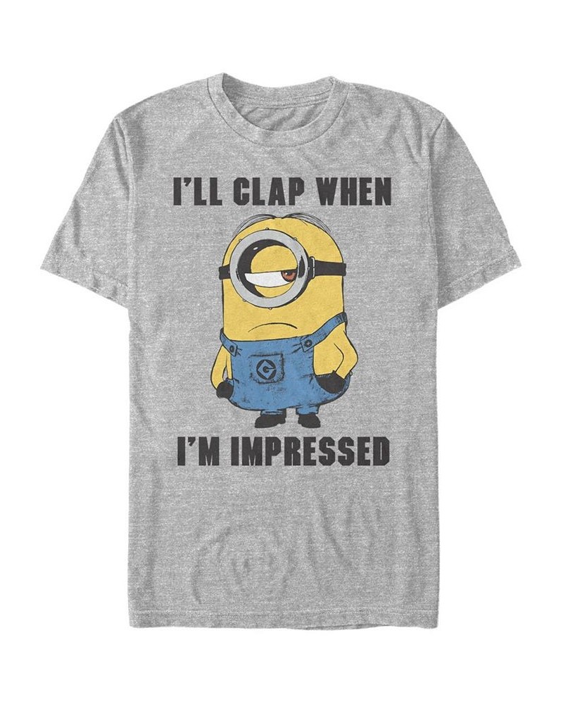 Minions Illumination Men's Despicable Me Painted I'll Clap Wen Impressed Short Sleeve T-Shirt Gray $19.24 T-Shirts