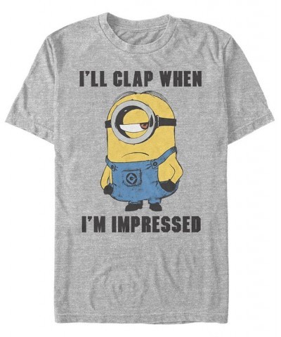 Minions Illumination Men's Despicable Me Painted I'll Clap Wen Impressed Short Sleeve T-Shirt Gray $19.24 T-Shirts