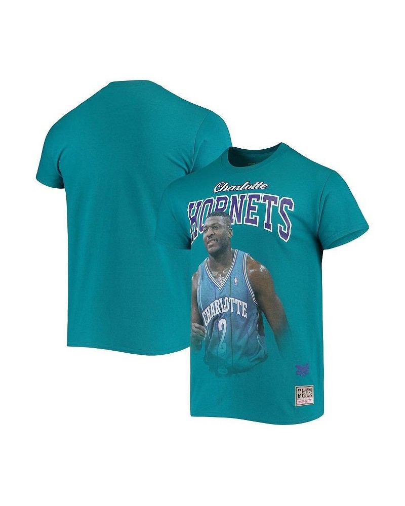 Men's Larry Johnson Teal Charlotte Hornets Hardwood Classics Courtside Player T-shirt $17.60 T-Shirts