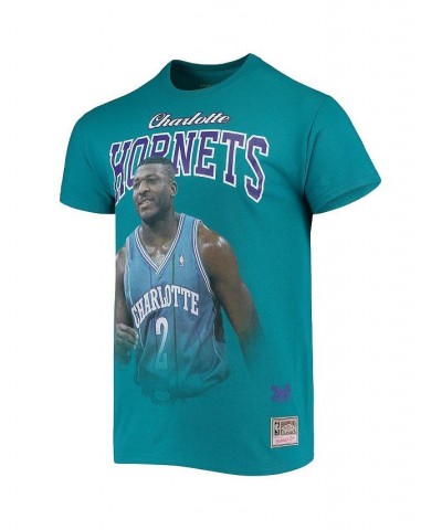 Men's Larry Johnson Teal Charlotte Hornets Hardwood Classics Courtside Player T-shirt $17.60 T-Shirts