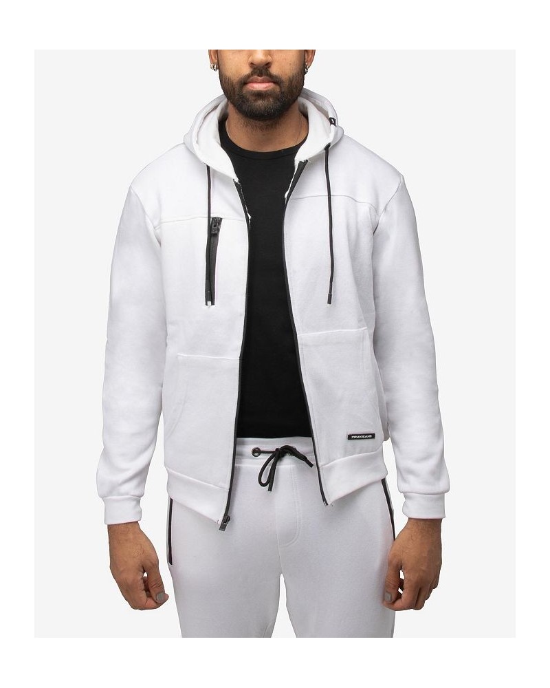 Men's Fleece Full-Zip Hoodie with Chest Pocket White $20.40 Sweatshirt